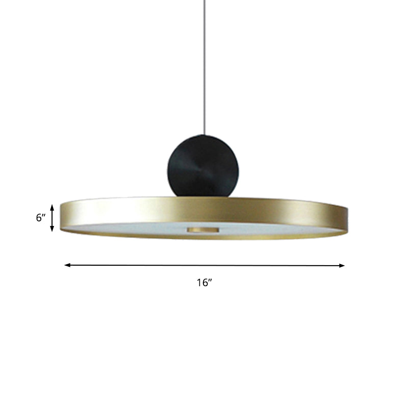 Drum/Saucer/Cylinder Hanging Pendant Light Minimalist Metal 1 Head Hallway Pendant Lighting in Gold Clearhalo 'Ceiling Lights' 'Pendant Lights' 'Pendants' Lighting' 159844