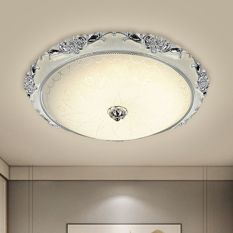 Traditional Round Ceiling Flush Mount Faceted White Glass LED Flush Light Fixture in Silver/Gold, 12"/16"/19.5" Width Clearhalo 'Ceiling Lights' 'Close To Ceiling Lights' 'Close to ceiling' 'Flush mount' Lighting' 1598441