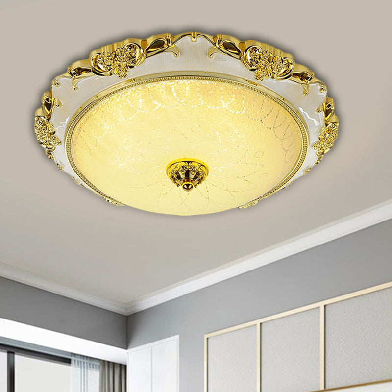 Traditional Round Ceiling Flush Mount Faceted White Glass LED Flush Light Fixture in Silver/Gold, 12"/16"/19.5" Width Clearhalo 'Ceiling Lights' 'Close To Ceiling Lights' 'Close to ceiling' 'Flush mount' Lighting' 1598446