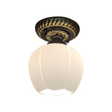 Country Blossom Ceiling Flush Single Bulb Milky Glass Flush Mount Lighting in Brown Clearhalo 'Ceiling Lights' 'Close To Ceiling Lights' 'Close to ceiling' 'Flush mount' Lighting' 1598472