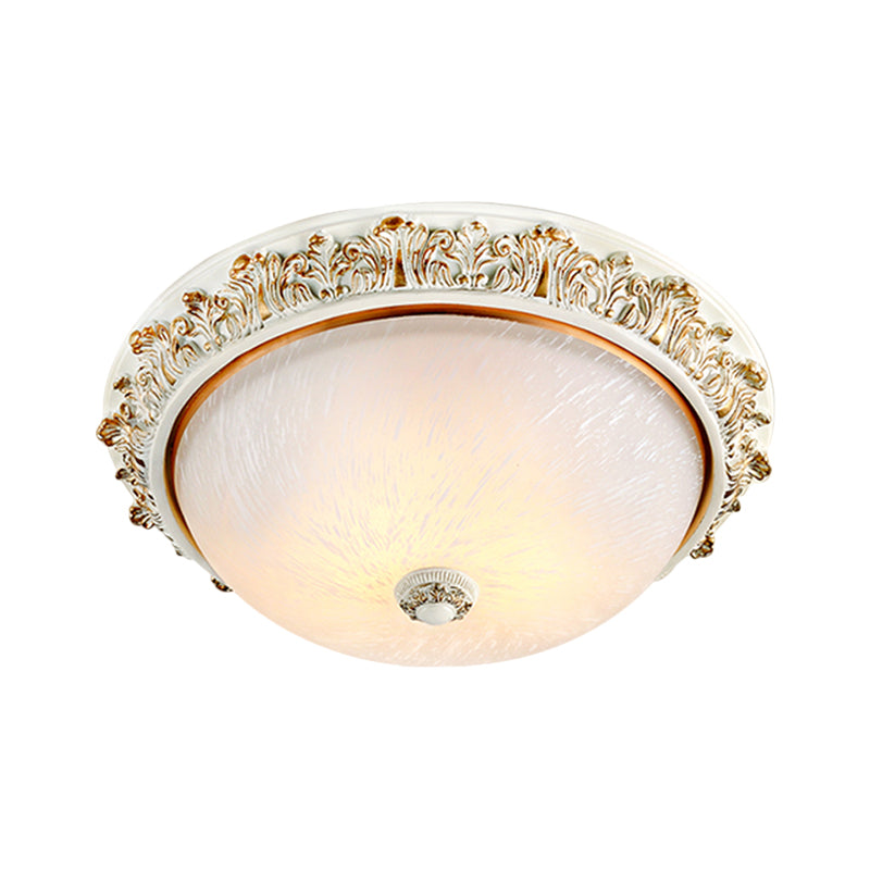 Rustic Style Dome Shape Ceiling Flush 11"/15"/19" W 2/3-Head Opaline Glass Flush Mount Lighting in White/Brass Clearhalo 'Ceiling Lights' 'Close To Ceiling Lights' 'Close to ceiling' 'Flush mount' Lighting' 1598480