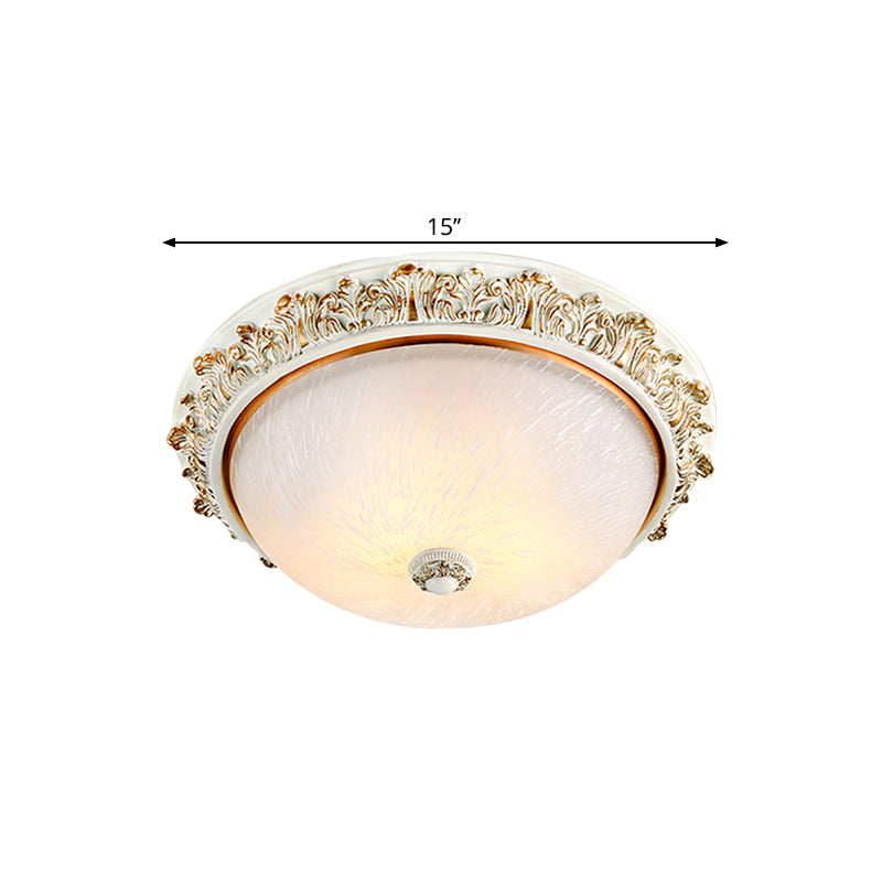 Rustic Style Dome Shape Ceiling Flush 11"/15"/19" W 2/3-Head Opaline Glass Flush Mount Lighting in White/Brass Clearhalo 'Ceiling Lights' 'Close To Ceiling Lights' 'Close to ceiling' 'Flush mount' Lighting' 1598482