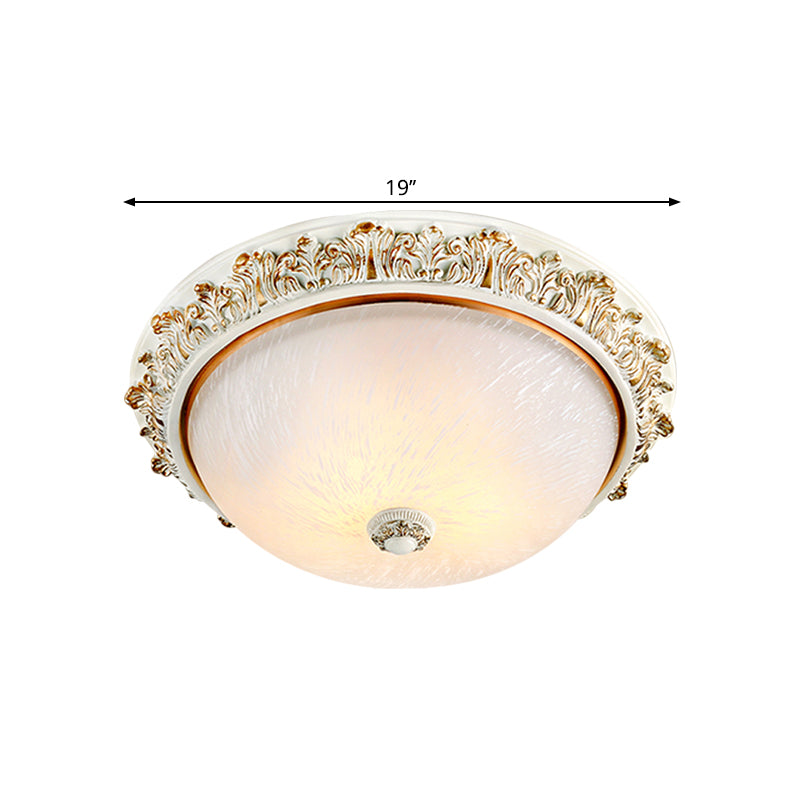 Rustic Style Dome Shape Ceiling Flush 11"/15"/19" W 2/3-Head Opaline Glass Flush Mount Lighting in White/Brass Clearhalo 'Ceiling Lights' 'Close To Ceiling Lights' 'Close to ceiling' 'Flush mount' Lighting' 1598483