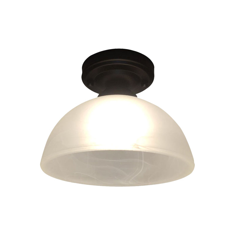 Inverted Bowl Corridor Flush Mount Traditional Frosted Glass Single Head Black Ceiling Flush Clearhalo 'Ceiling Lights' 'Close To Ceiling Lights' 'Close to ceiling' 'Flush mount' Lighting' 1598515