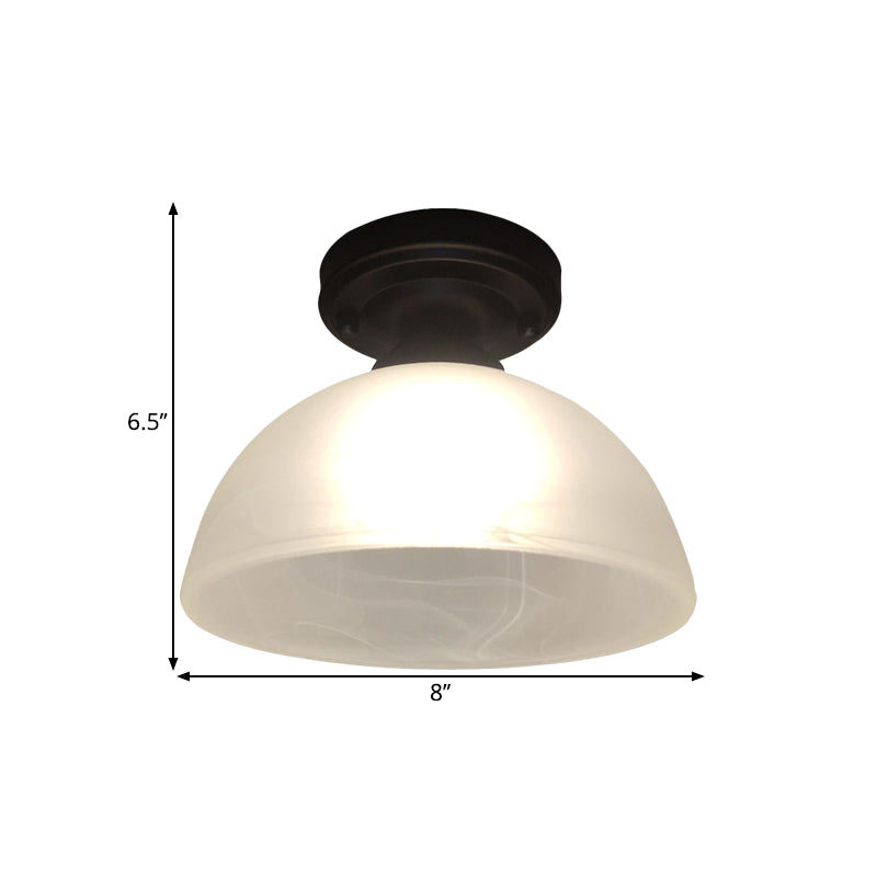 Inverted Bowl Corridor Flush Mount Traditional Frosted Glass Single Head Black Ceiling Flush Clearhalo 'Ceiling Lights' 'Close To Ceiling Lights' 'Close to ceiling' 'Flush mount' Lighting' 1598516