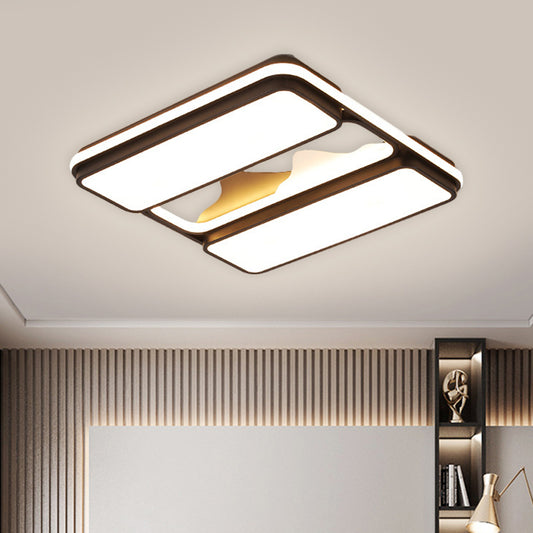 Acrylic Rectangle Ceiling Flush Modernist LED Black Flush Mount Lighting in Warm/White Light, 16.5"/20.5"/35.5" Wide Black Clearhalo 'Ceiling Lights' 'Close To Ceiling Lights' 'Close to ceiling' 'Flush mount' Lighting' 1598542