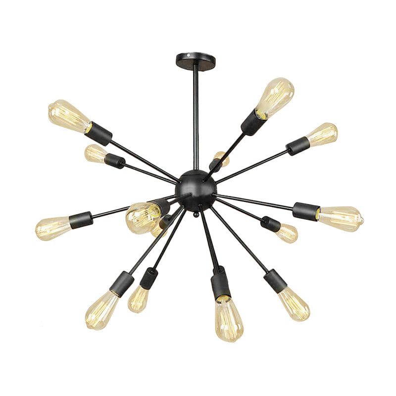 Black 9/12 Lights Chandelier Lighting Retro Industrial Metal Sputnik Pendant Lighting Fixture for Dining Room Clearhalo 'Cast Iron' 'Ceiling Lights' 'Chandeliers' 'Industrial Chandeliers' 'Industrial' 'Metal' 'Middle Century Chandeliers' 'Rustic Chandeliers' 'Tiffany' Lighting' 159886