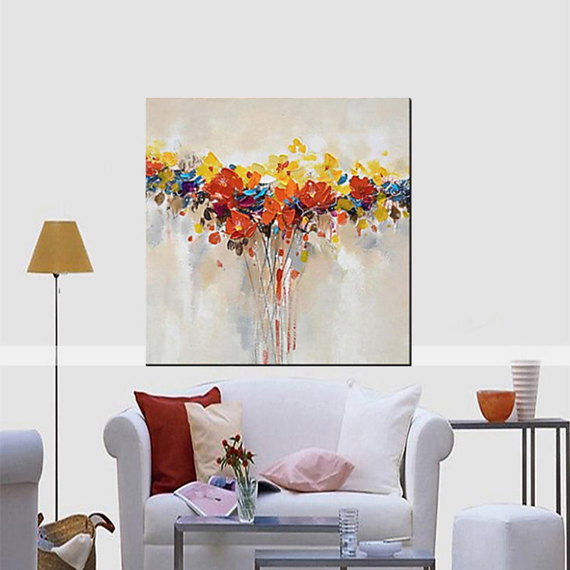 Oil Painting Flower Canvas Art Modernist Textured Wall Decor in Orange for Living Room Clearhalo 'Art Gallery' 'Canvas Art' 'Contemporary Art Gallery' 'Modern' Arts' 1599185