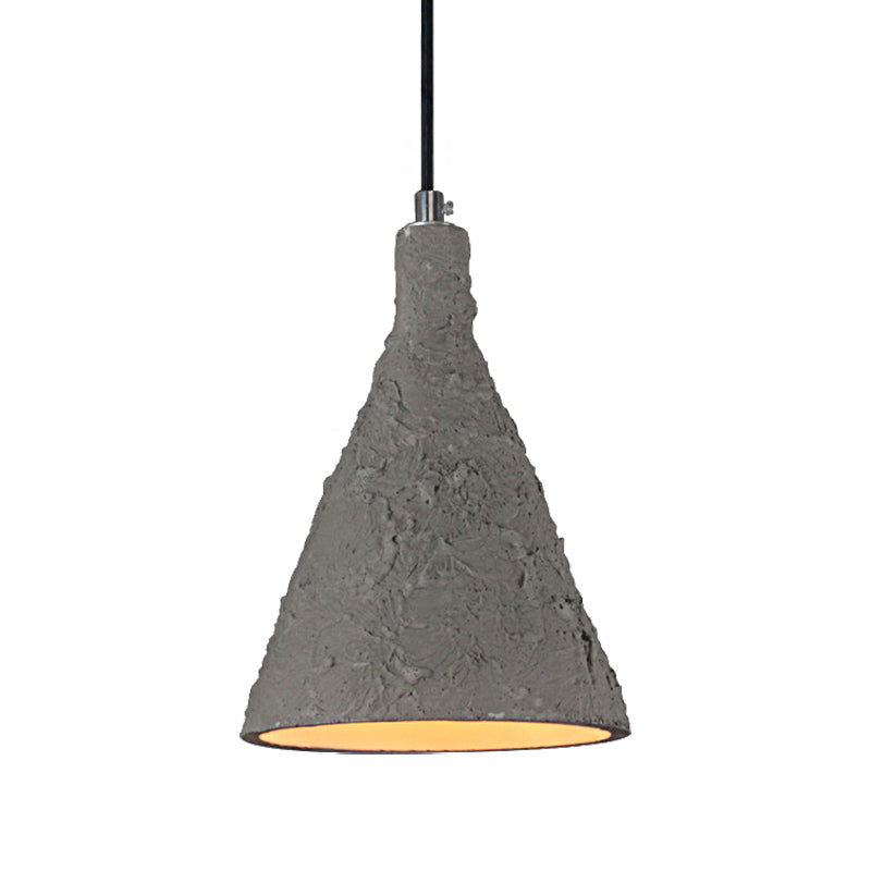 1 Light Pendant Lighting with Funnel Shade Cement Industrial Restaurant Suspension Light in Grey Clearhalo 'Ceiling Lights' 'Modern Pendants' 'Modern' 'Pendant Lights' 'Pendants' Lighting' 159924