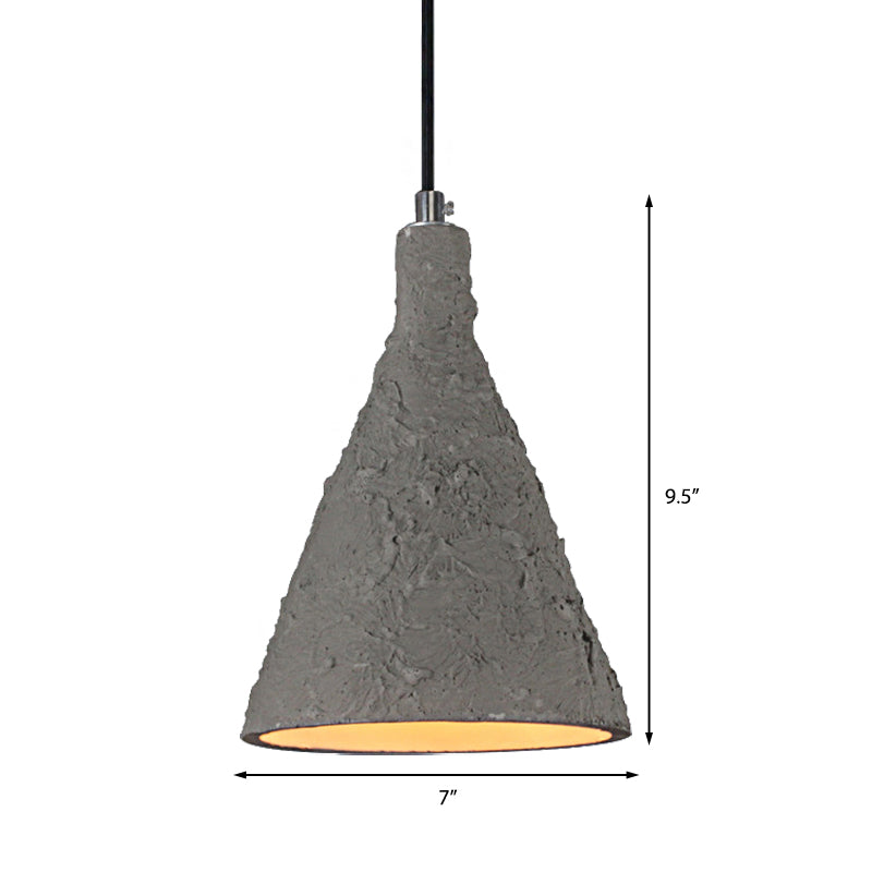 1 Light Pendant Lighting with Funnel Shade Cement Industrial Restaurant Suspension Light in Grey Clearhalo 'Ceiling Lights' 'Modern Pendants' 'Modern' 'Pendant Lights' 'Pendants' Lighting' 159925