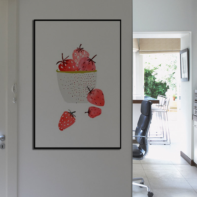 Arte de pared de estampado de frutas lienzo envuelto con textura nórdica en color suave para la sala de estar