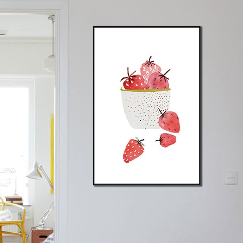 Fruit Print Wall Art Nordic Textured Wrapped Canvas in Soft Color for Living Room