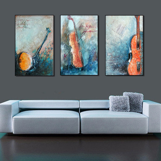 Orange Music Instruments Painting Multi-Piece Contemporary Living Room Wall Art Print Clearhalo 'Art Gallery' 'Canvas Art' 'Contemporary Art Gallery' 'Modern' Arts' 1599471