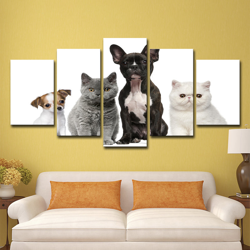 Photo Printed Pets Wall Art for Living Room, Black-Grey-White, Multi-Piece Clearhalo 'Art Gallery' 'Canvas Art' 'Contemporary Art Gallery' 'Modern' Arts' 1599747