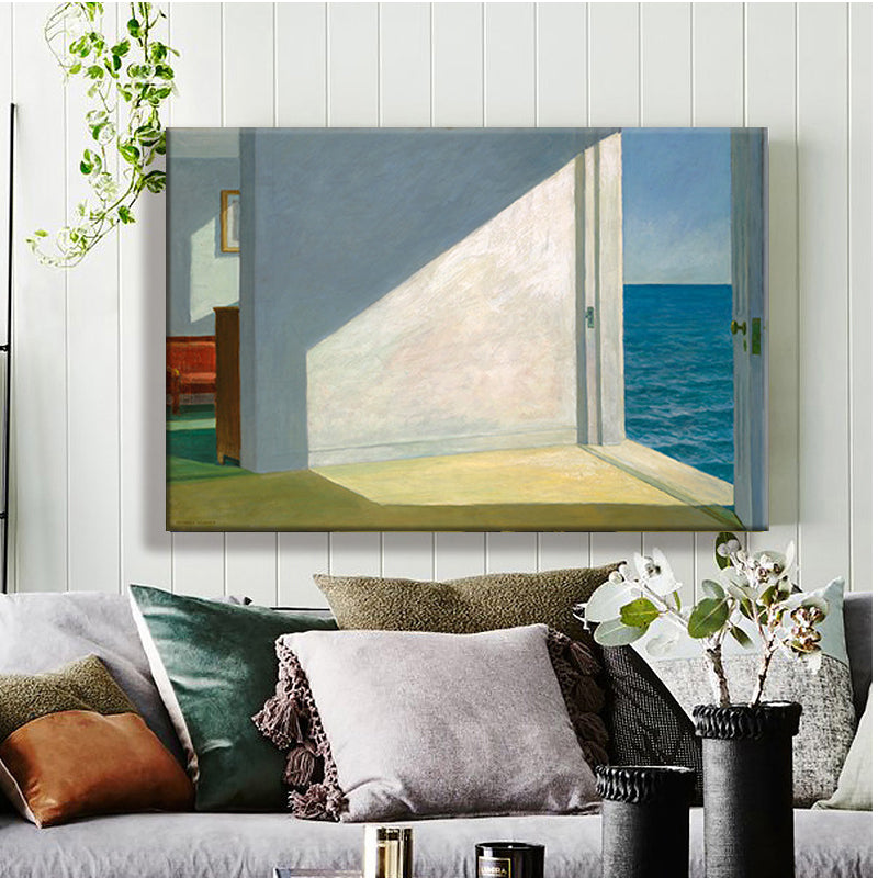 Door to the Sea Canvas Art White and Blue Modern Wall Decoration for Living Room Clearhalo 'Art Gallery' 'Canvas Art' 'Contemporary Art Gallery' 'Modern' Arts' 1599932
