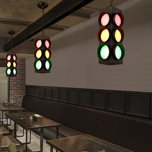 Traffic Light Restaurant Pendant Lamp Metal Antique Creative Chandelier in Black Finish Clearhalo 'Ceiling Lights' 'Chandeliers' Lighting' options 159993