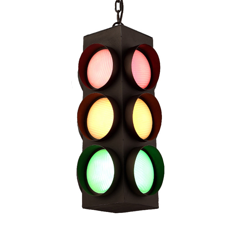Traffic Light Restaurant Pendant Lamp Metal Antique Creative Chandelier in Black Finish Clearhalo 'Ceiling Lights' 'Chandeliers' Lighting' options 159994