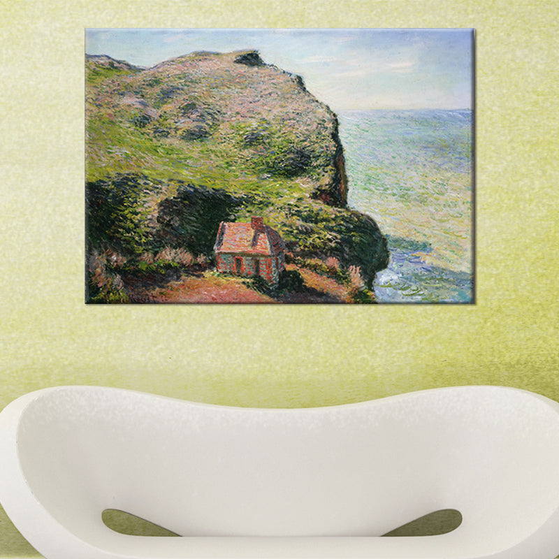 Modern Seascape Wall Art Decor Green House on the Cliff Painting for Home Gallery Clearhalo 'Art Gallery' 'Canvas Art' 'Contemporary Art Gallery' 'Modern' Arts' 1600124