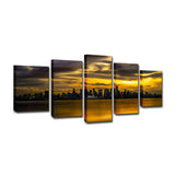 Yellow Sundown Landscape Wall Art Cityscape Modernist Multi-Piece Canvas Print for Corridor Clearhalo 'Art Gallery' 'Canvas Art' 'Contemporary Art Gallery' 'Modern' Arts' 1600522