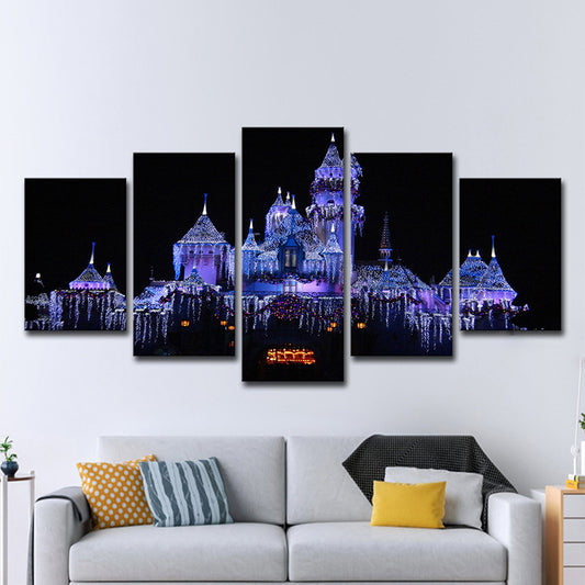 Modern Christmas Amusement Park Art Print Purple and Black Family Room Canvas, Multi-Piece Clearhalo 'Art Gallery' 'Canvas Art' 'Contemporary Art Gallery' 'Modern' Arts' 1600577