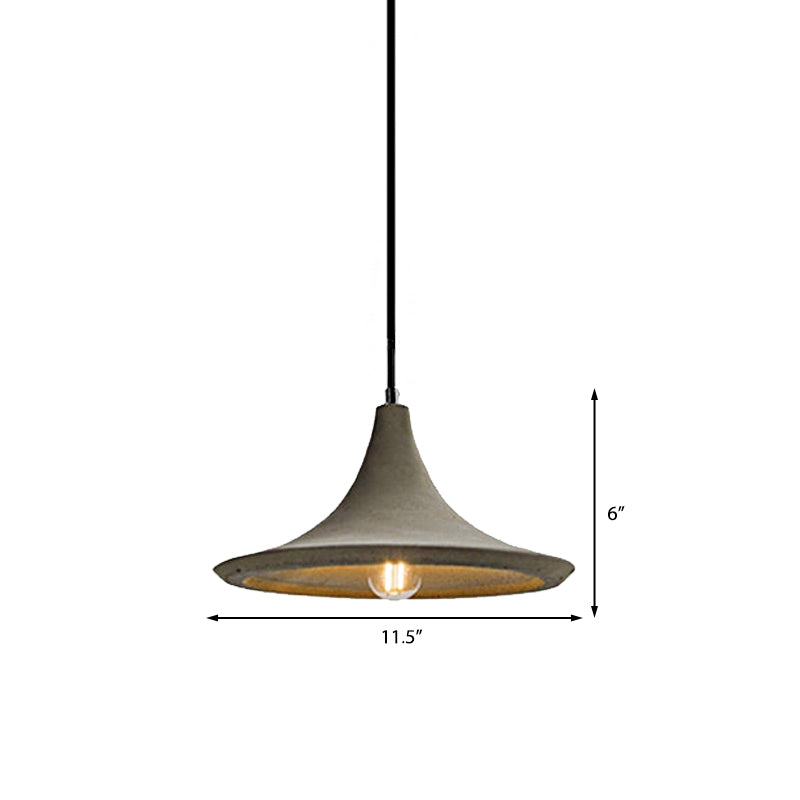 1 Head Pendant Lamp with Flared Shade Cement Vintage Style Restaurant Ceiling Pendant in Grey Clearhalo 'Ceiling Lights' 'Modern Pendants' 'Modern' 'Pendant Lights' 'Pendants' Lighting' 160069