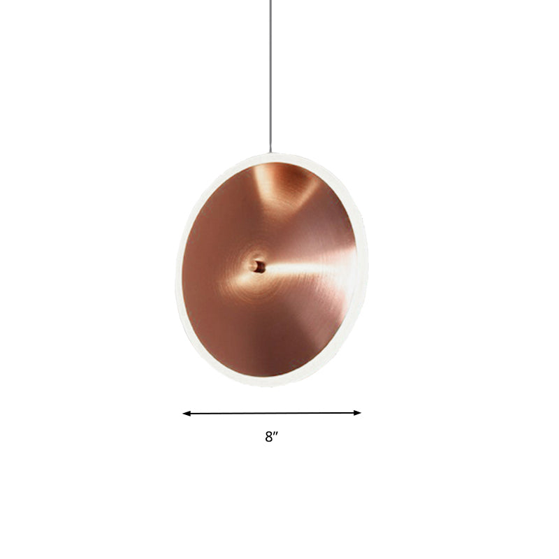 8"/12"/16"W Vertical Disc Hanging Light Post Modern Acrylic LED Rose Gold Suspension Pendant in Warm/White Light Clearhalo 'Ceiling Lights' 'Modern Pendants' 'Modern' 'Pendant Lights' 'Pendants' Lighting' 160151