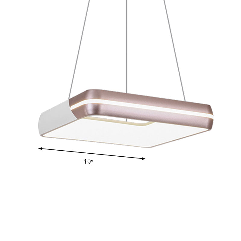 Square Hanging Lighting Modern Metal LED Rose Gold Suspension Pendant Light for Dining Room Clearhalo 'Ceiling Lights' 'Modern Pendants' 'Modern' 'Pendant Lights' 'Pendants' Lighting' 160189