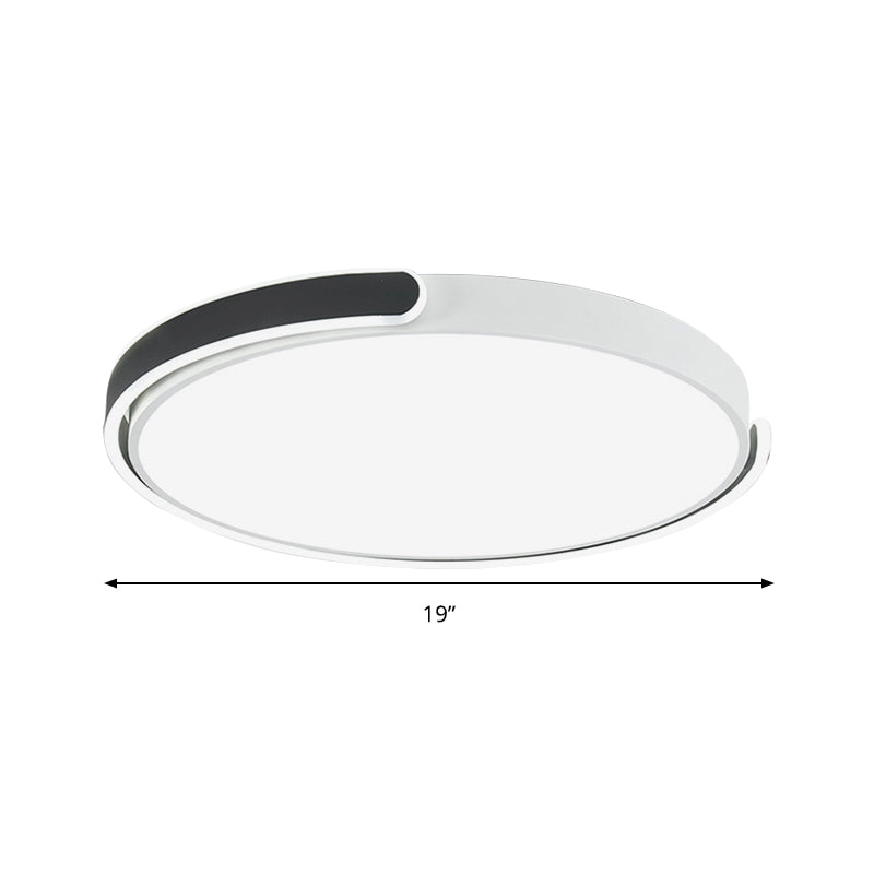 Black/White/Champagne Disk Flush Ceiling Light with Acrylic Shade Modern LED 15"/19"/23" Dia Bedroom Ceiling Light Fixture in Warm/White Clearhalo 'Ceiling Lights' 'Close To Ceiling Lights' 'Close to ceiling' 'Flush mount' Lighting' 160203