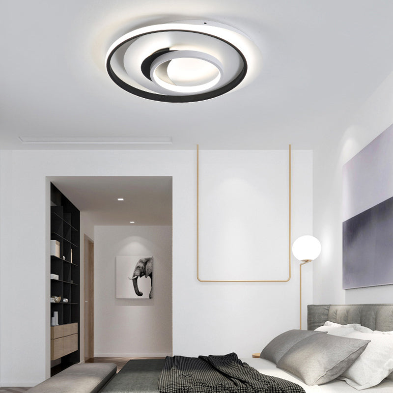 18"/21.5" Dia Round Acrylic Flush Light Modern LED Black Flush Ceiling Lighting Fixture in Warm/White Light Black 18" Clearhalo 'Ceiling Lights' 'Close To Ceiling Lights' 'Close to ceiling' 'Flush mount' Lighting' 160254