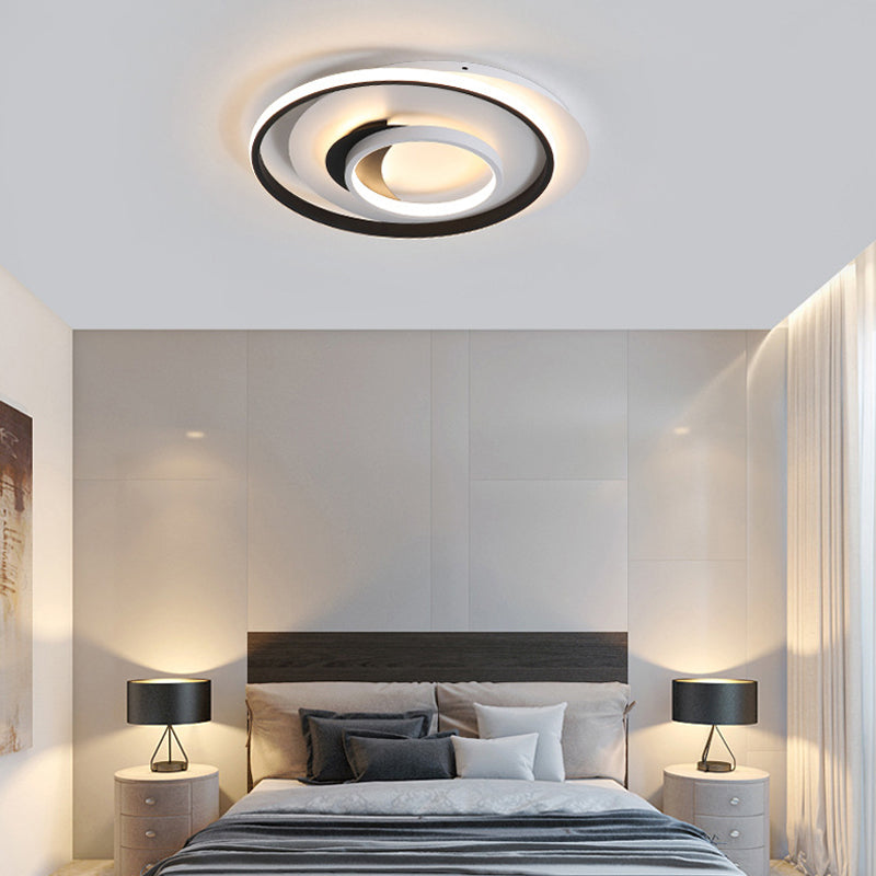 18"/21.5" Dia Round Acrylic Flush Light Modern LED Black Flush Ceiling Lighting Fixture in Warm/White Light Clearhalo 'Ceiling Lights' 'Close To Ceiling Lights' 'Close to ceiling' 'Flush mount' Lighting' 160257