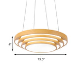 Modern Multi-Layer LED Hanging Pendant Light Wood 1-Light Office Ceiling Fixture in Warm/White Light Clearhalo 'Ceiling Lights' 'Pendant Lights' 'Pendants' Lighting' 160313