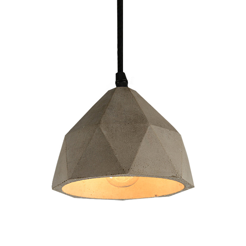 Bowl/Cylinder/Semi Circle Cement Pendant Lamp Vintage 1 Light Dining Room Hanging Light Fixture in Grey Clearhalo 'Ceiling Lights' 'Modern Pendants' 'Modern' 'Pendant Lights' 'Pendants' Lighting' 160325