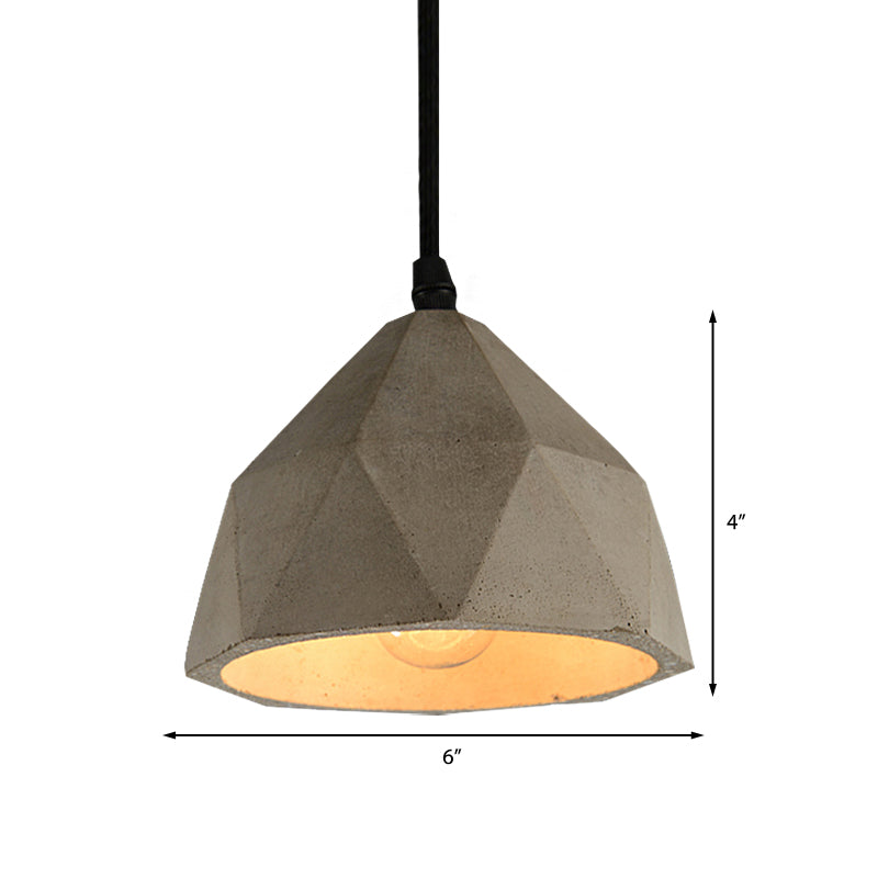 Bowl/Cylinder/Semi Circle Cement Pendant Lamp Vintage 1 Light Dining Room Hanging Light Fixture in Grey Clearhalo 'Ceiling Lights' 'Modern Pendants' 'Modern' 'Pendant Lights' 'Pendants' Lighting' 160326