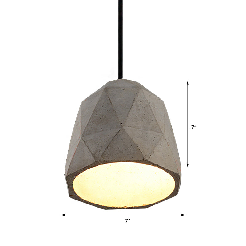 Bowl/Cylinder/Semi Circle Cement Pendant Lamp Vintage 1 Light Dining Room Hanging Light Fixture in Grey Clearhalo 'Ceiling Lights' 'Modern Pendants' 'Modern' 'Pendant Lights' 'Pendants' Lighting' 160330