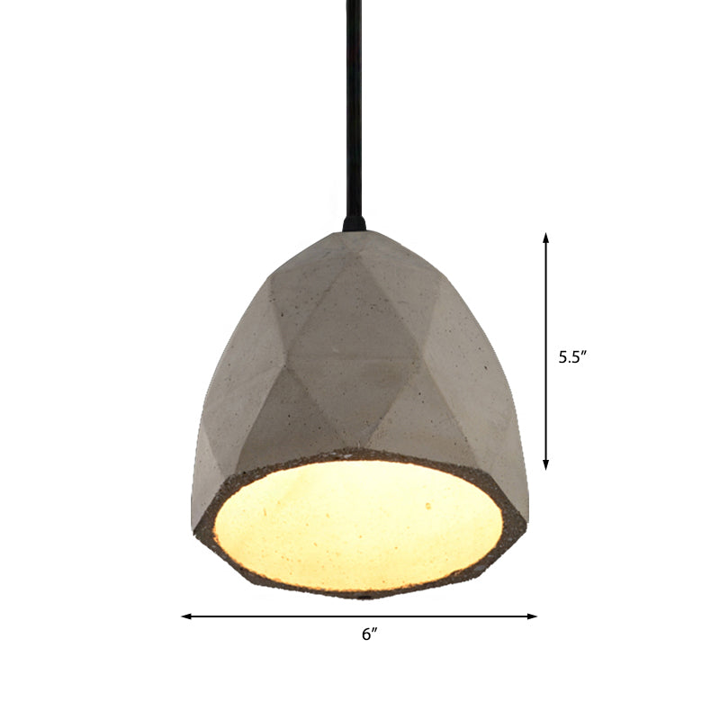 Bowl/Cylinder/Semi Circle Cement Pendant Lamp Vintage 1 Light Dining Room Hanging Light Fixture in Grey Clearhalo 'Ceiling Lights' 'Modern Pendants' 'Modern' 'Pendant Lights' 'Pendants' Lighting' 160333