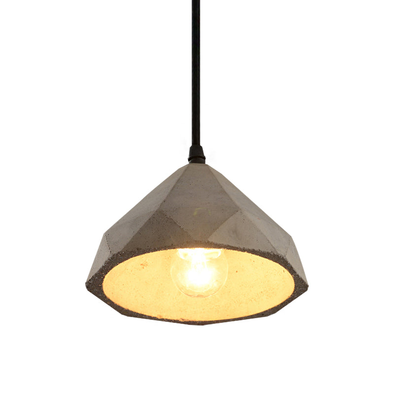 Bowl/Cylinder/Semi Circle Cement Pendant Lamp Vintage 1 Light Dining Room Hanging Light Fixture in Grey Clearhalo 'Ceiling Lights' 'Modern Pendants' 'Modern' 'Pendant Lights' 'Pendants' Lighting' 160335