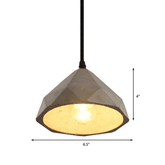 Bowl/Cylinder/Semi Circle Cement Pendant Lamp Vintage 1 Light Dining Room Hanging Light Fixture in Grey Clearhalo 'Ceiling Lights' 'Modern Pendants' 'Modern' 'Pendant Lights' 'Pendants' Lighting' 160336