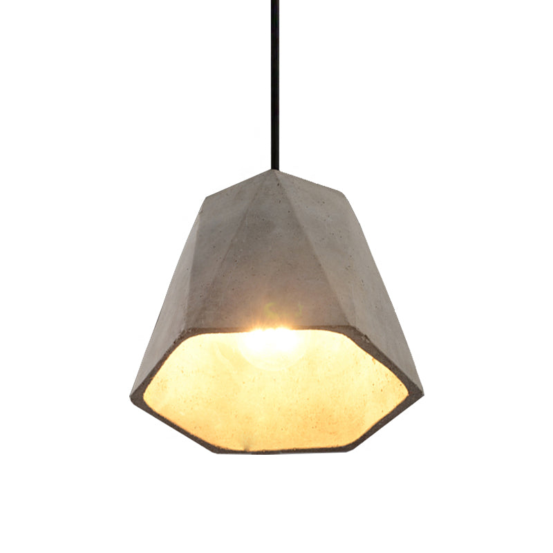 Bowl/Cylinder/Semi Circle Cement Pendant Lamp Vintage 1 Light Dining Room Hanging Light Fixture in Grey Clearhalo 'Ceiling Lights' 'Modern Pendants' 'Modern' 'Pendant Lights' 'Pendants' Lighting' 160338