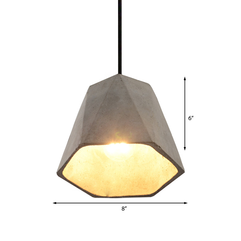 Bowl/Cylinder/Semi Circle Cement Pendant Lamp Vintage 1 Light Dining Room Hanging Light Fixture in Grey Clearhalo 'Ceiling Lights' 'Modern Pendants' 'Modern' 'Pendant Lights' 'Pendants' Lighting' 160339