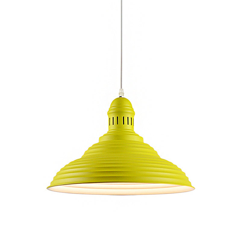 Ribbed Conical/Double Bubble Kitchen Pendant Light Modern Metal 1 Light Red/Yellow/White Hanging Light Fixture with Vented Socket Clearhalo 'Ceiling Lights' 'Modern Pendants' 'Modern' 'Pendant Lights' 'Pendants' Lighting' 160394