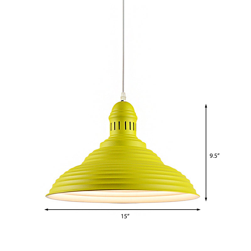 Ribbed Conical/Double Bubble Kitchen Pendant Light Modern Metal 1 Light Red/Yellow/White Hanging Light Fixture with Vented Socket Clearhalo 'Ceiling Lights' 'Modern Pendants' 'Modern' 'Pendant Lights' 'Pendants' Lighting' 160395