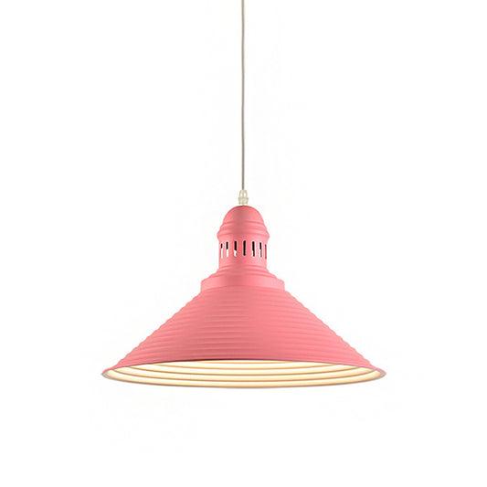 Ribbed Conical/Double Bubble Kitchen Pendant Light Modern Metal 1 Light Red/Yellow/White Hanging Light Fixture with Vented Socket Clearhalo 'Ceiling Lights' 'Modern Pendants' 'Modern' 'Pendant Lights' 'Pendants' Lighting' 160397