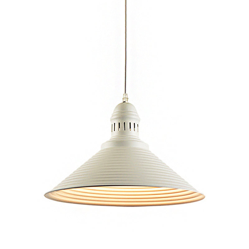 Ribbed Conical/Double Bubble Kitchen Pendant Light Modern Metal 1 Light Red/Yellow/White Hanging Light Fixture with Vented Socket Clearhalo 'Ceiling Lights' 'Modern Pendants' 'Modern' 'Pendant Lights' 'Pendants' Lighting' 160400