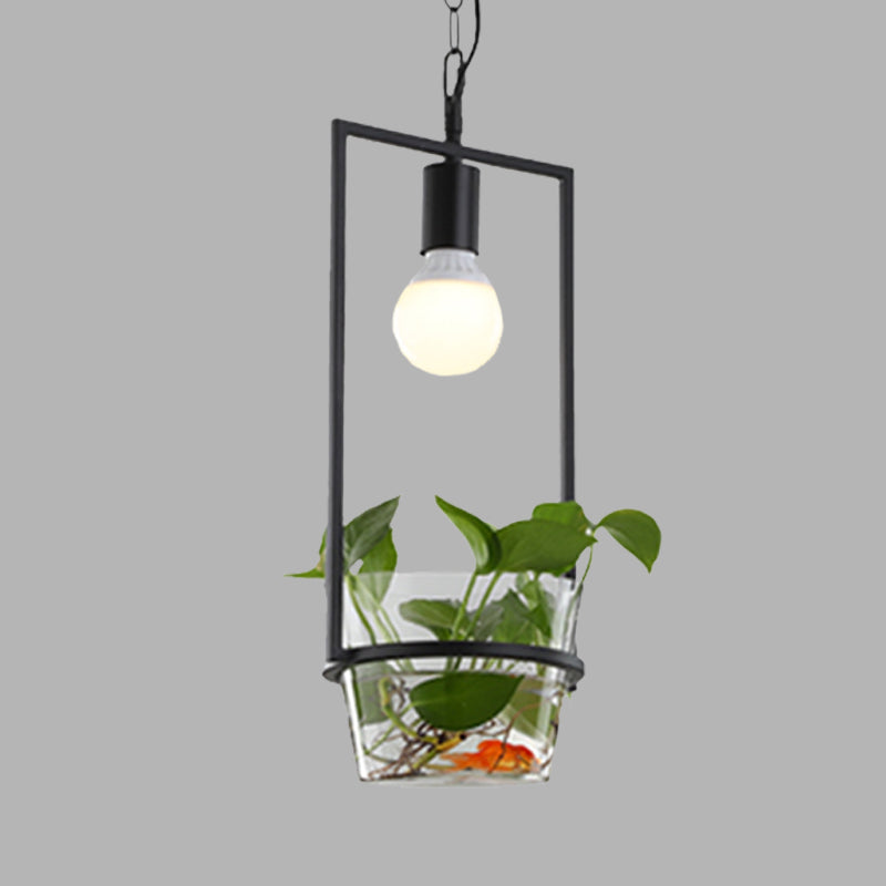 8"/15" W Rectangle Restaurant Drop Lamp Industrial Metal 1 Head Black LED Hanging Light Fixture Clearhalo 'Art Deco Pendants' 'Black' 'Cast Iron' 'Ceiling Lights' 'Ceramic' 'Crystal' 'Industrial Pendants' 'Industrial' 'Metal' 'Middle Century Pendants' 'Pendant Lights' 'Pendants' 'Rustic Pendants' 'Tiffany' Lighting' 1604108