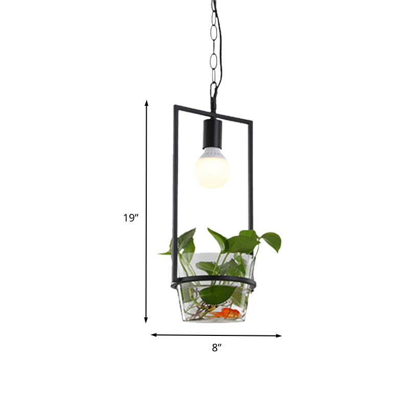 8"/15" W Rectangle Restaurant Drop Lamp Industrial Metal 1 Head Black LED Hanging Light Fixture Clearhalo 'Art Deco Pendants' 'Black' 'Cast Iron' 'Ceiling Lights' 'Ceramic' 'Crystal' 'Industrial Pendants' 'Industrial' 'Metal' 'Middle Century Pendants' 'Pendant Lights' 'Pendants' 'Rustic Pendants' 'Tiffany' Lighting' 1604110