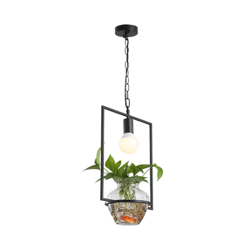 8"/15" W Rectangle Restaurant Drop Lamp Industrial Metal 1 Head Black LED Hanging Light Fixture Clearhalo 'Art Deco Pendants' 'Black' 'Cast Iron' 'Ceiling Lights' 'Ceramic' 'Crystal' 'Industrial Pendants' 'Industrial' 'Metal' 'Middle Century Pendants' 'Pendant Lights' 'Pendants' 'Rustic Pendants' 'Tiffany' Lighting' 1604112