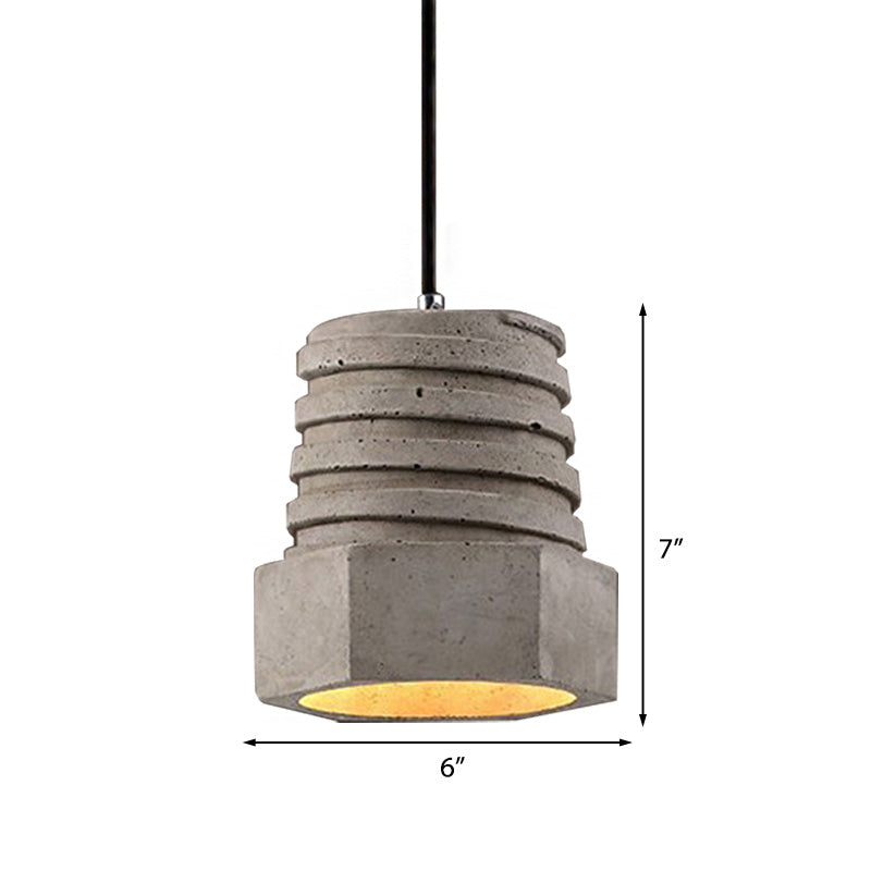 1 Light Screw Shape Pendant Light Fixture Industrial Gray Cement Hanging Lamp for Restaurant Clearhalo 'Ceiling Lights' 'Modern Pendants' 'Modern' 'Pendant Lights' 'Pendants' Lighting' 160413