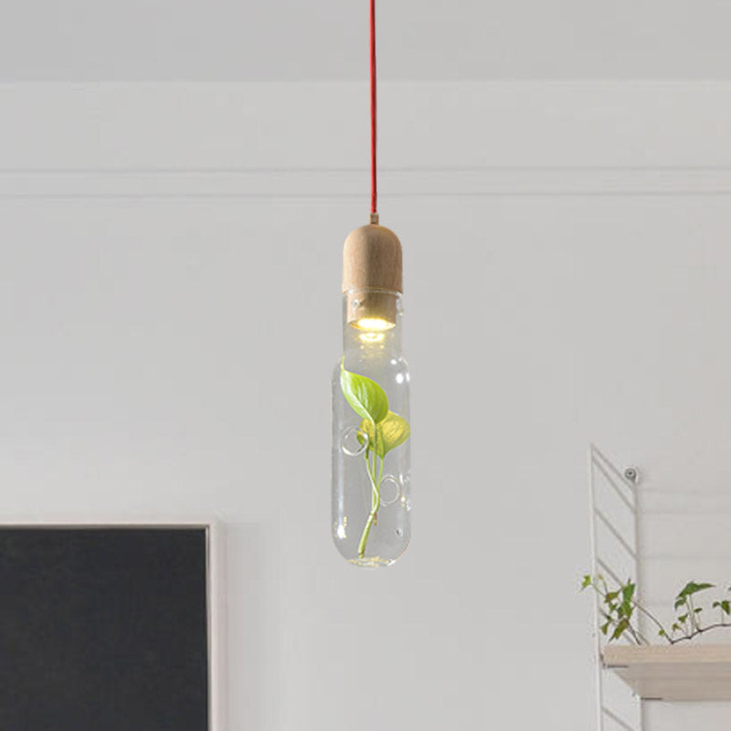 Beige Bottle Hanging Lamp Antique Clear Glass 1 Bulb Restaurant LED Suspension Pendant Clearhalo 'Ceiling Lights' 'Close To Ceiling Lights' 'Glass shade' 'Glass' 'Industrial Pendants' 'Industrial' 'Middle Century Pendants' 'Pendant Lights' 'Pendants' 'Tiffany' Lighting' 1604156