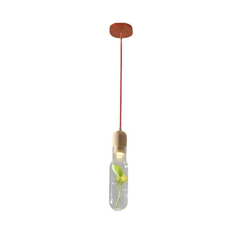 Beige Bottle Hanging Lamp Antique Clear Glass 1 Bulb Restaurant LED Suspension Pendant Clearhalo 'Ceiling Lights' 'Close To Ceiling Lights' 'Glass shade' 'Glass' 'Industrial Pendants' 'Industrial' 'Middle Century Pendants' 'Pendant Lights' 'Pendants' 'Tiffany' Lighting' 1604158