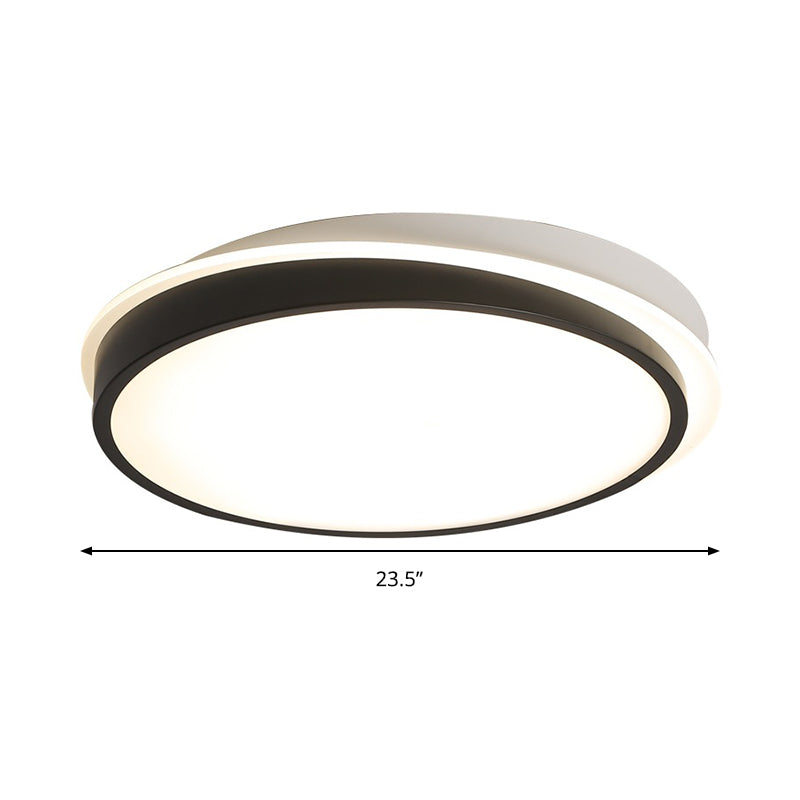 18"/23.5" Dia Black Circular Flush Mount Ceiling Light Simple Metal LED Study Room Ceiling Flush Mount in Warm/White with Acrylic Diffuser Clearhalo 'Ceiling Lights' 'Close To Ceiling Lights' 'Close to ceiling' 'Flush mount' Lighting' 160420